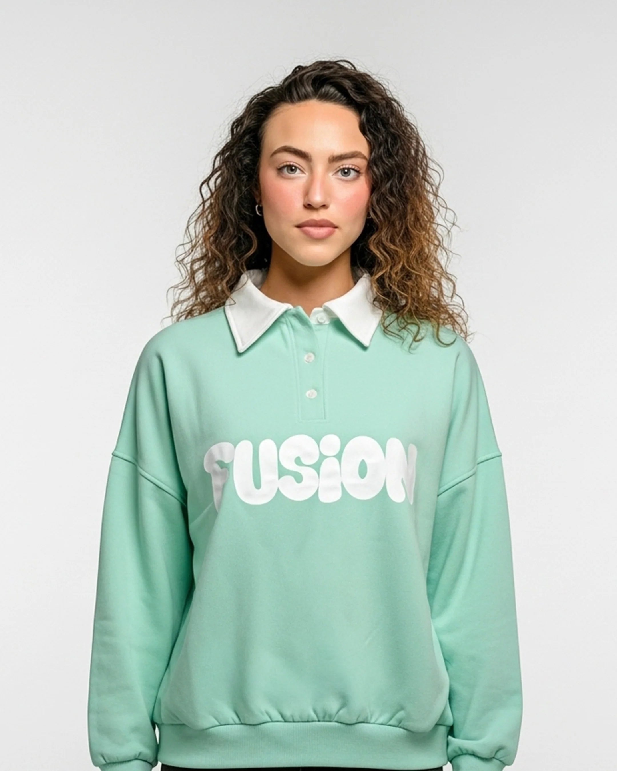 Fleece Polo Style Sweatshirt - FUSION