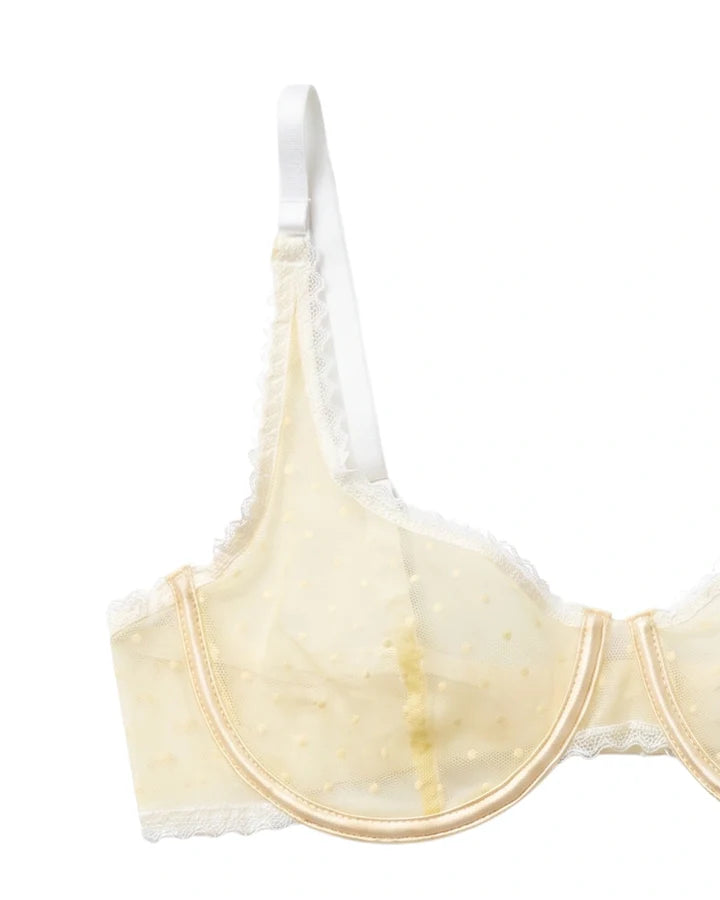 Non Padded Underwired Bra Set - Dot Mesh