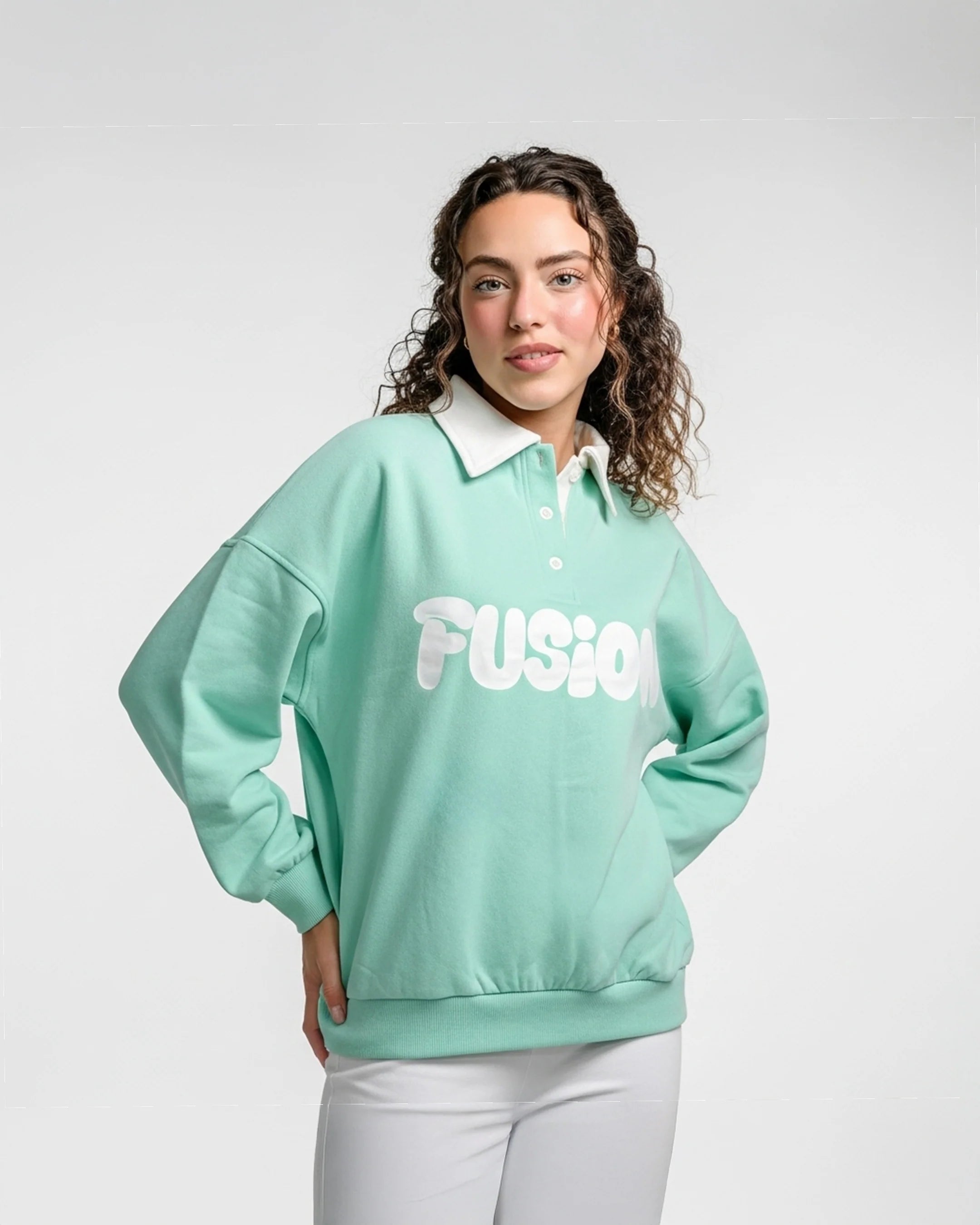 Fleece Polo Style Sweatshirt - FUSION