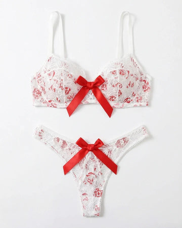 Non-Padded Bra Set - Ribbon Lace
