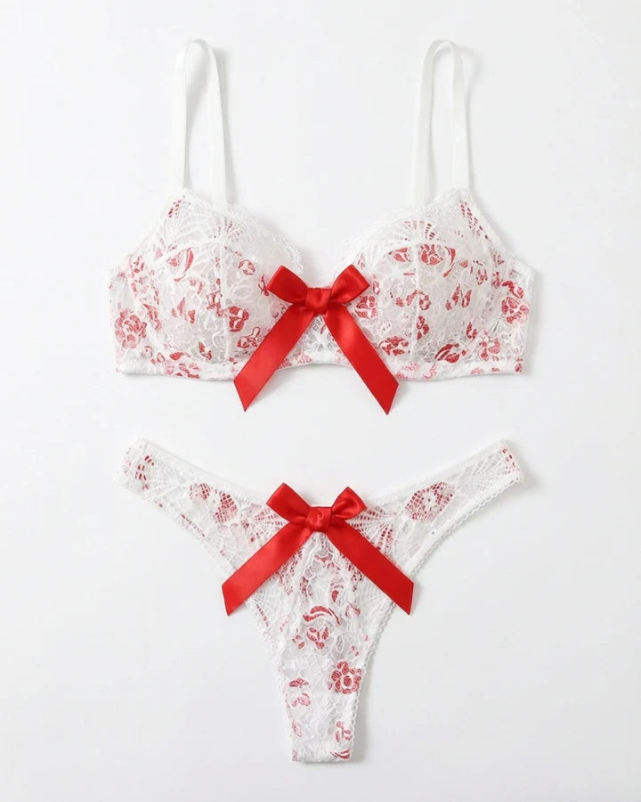 Non-Padded Bra Set - Ribbon Lace