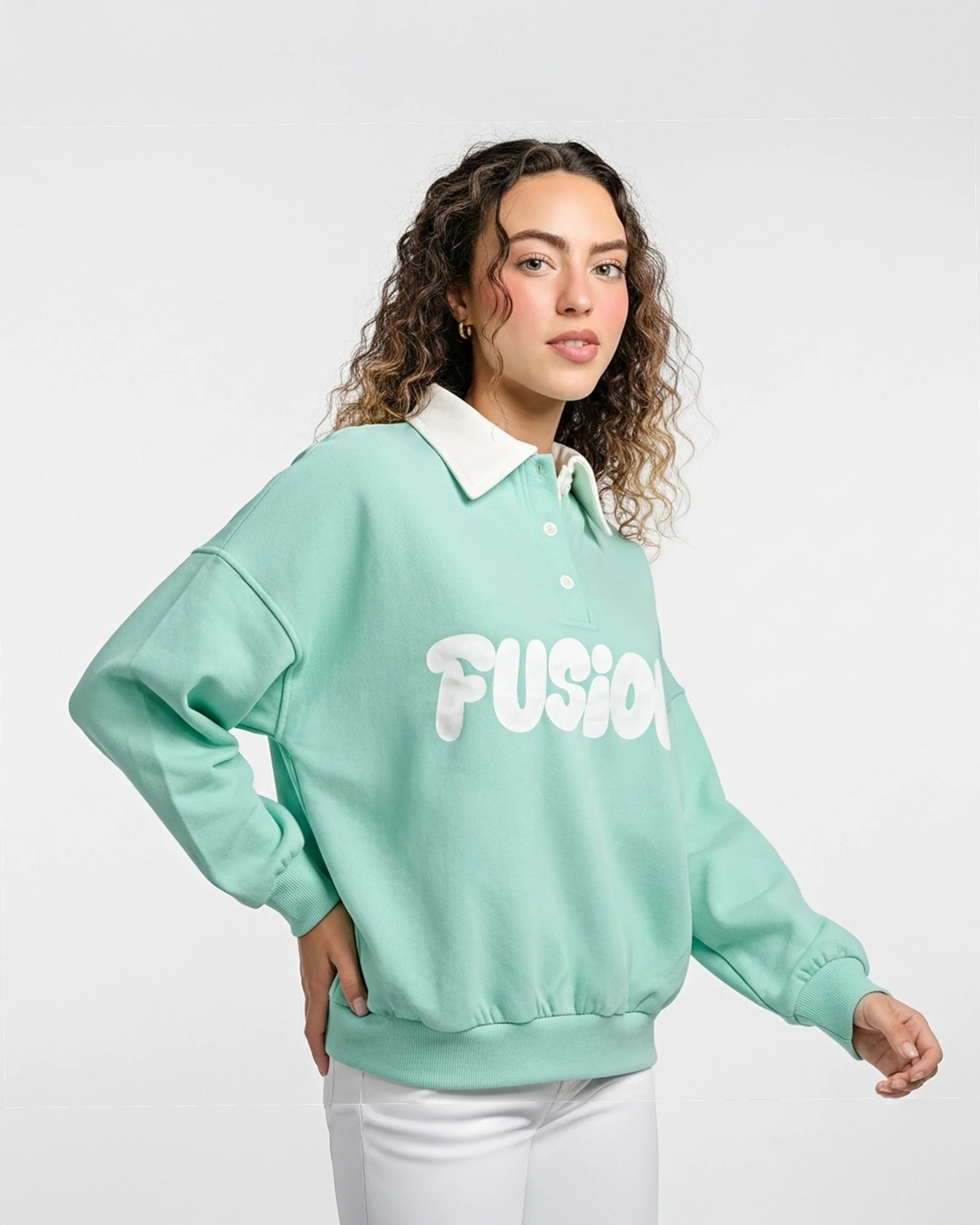 Fleece Polo Style Sweatshirt - FUSION