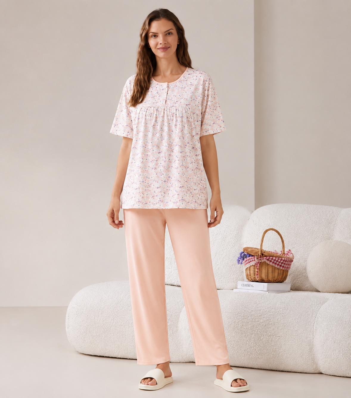 Women’s Floral Cotton Pajama Set | Short Sleeve Printed Night Suit