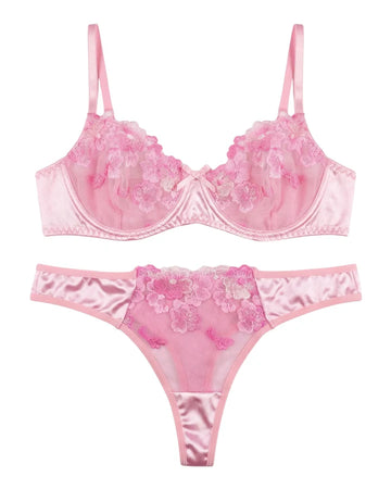 Non Padded Bra Set - Petal Charm - Pink