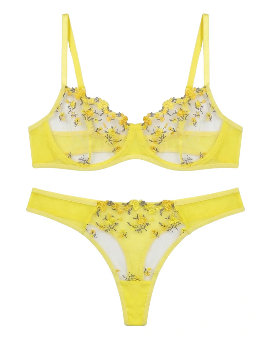 Non Padded Bra Set - Noir Rose