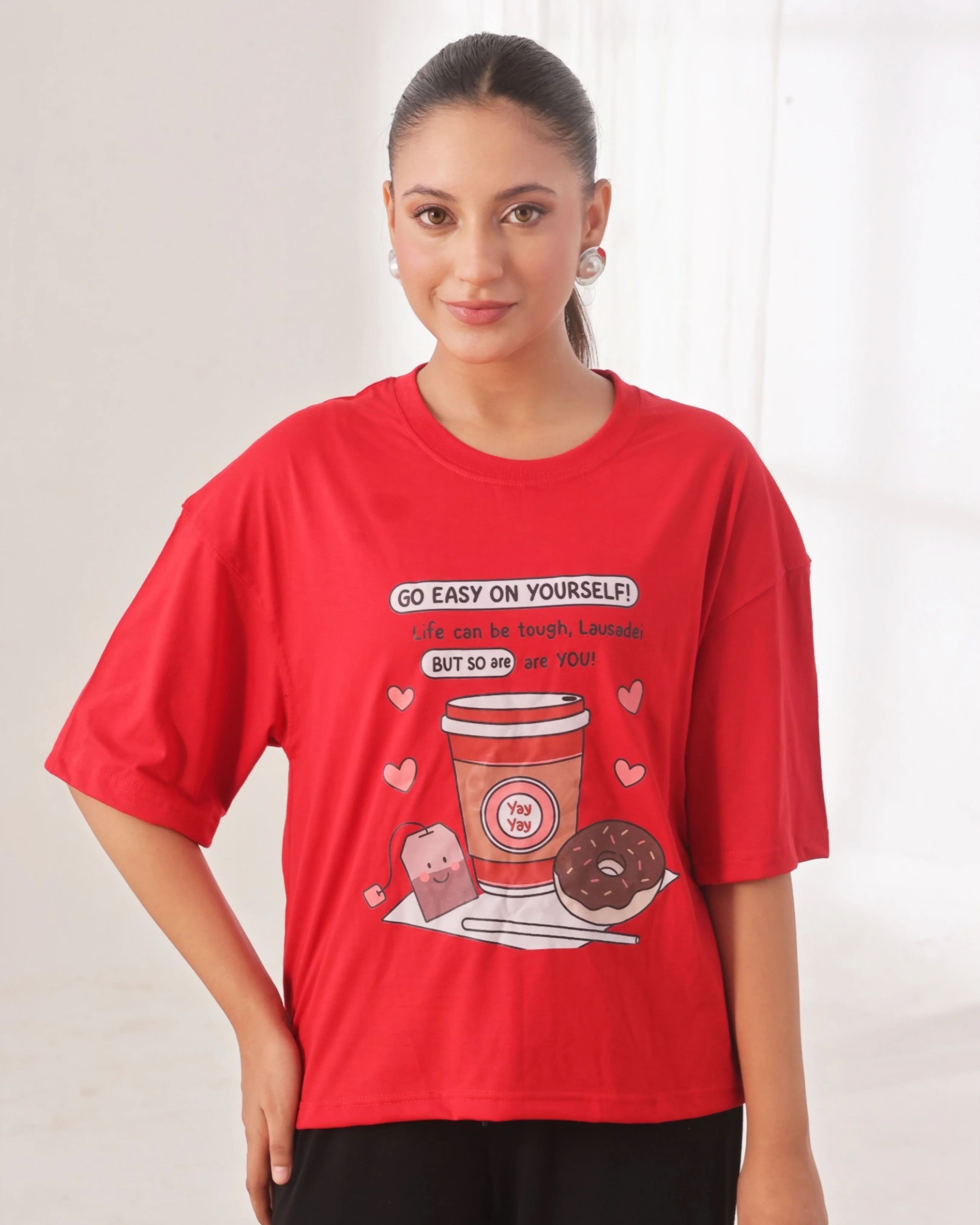 Drop Shoulder Graphic Tee - Go Easy