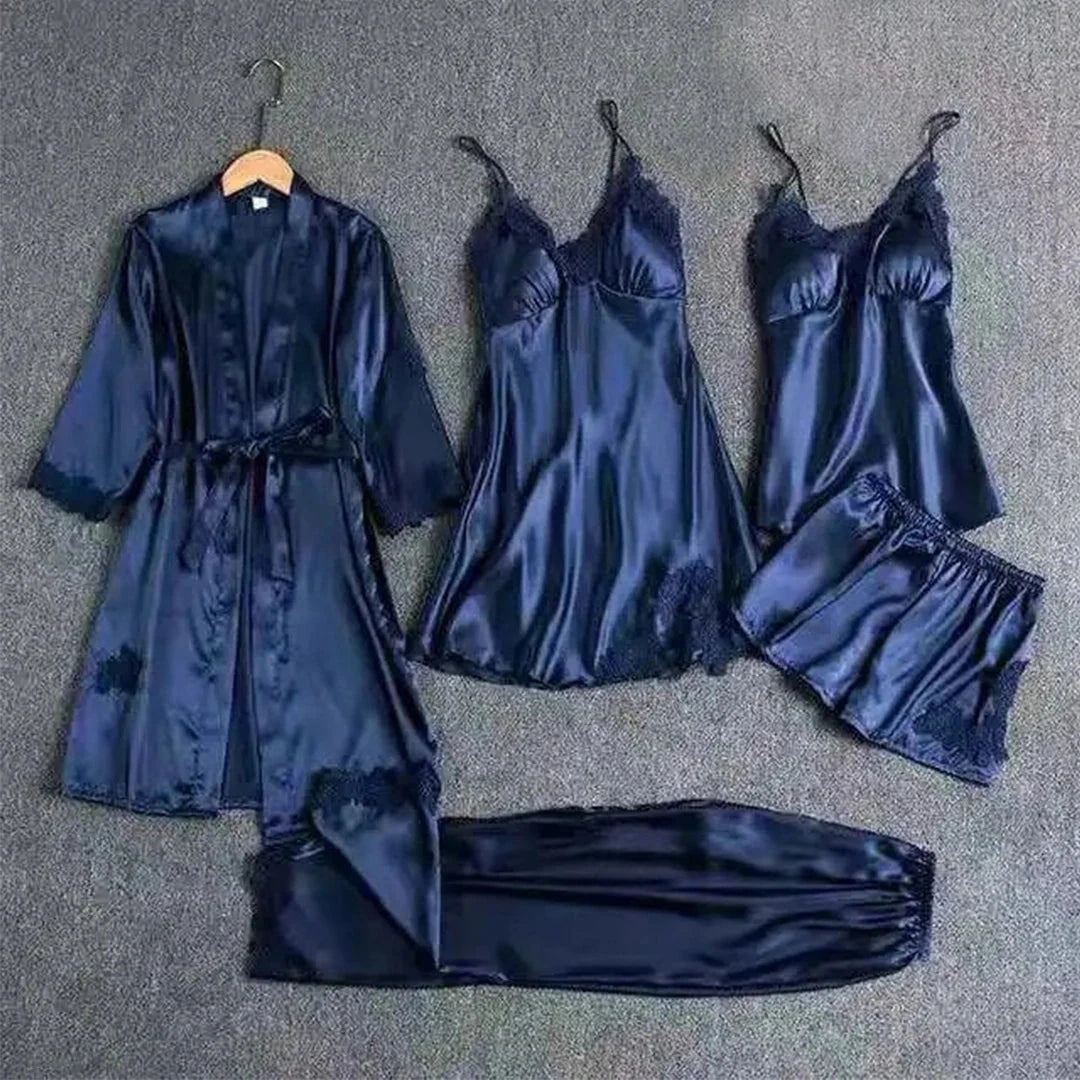Royal Bridal Silk 5pcs Nightgown set