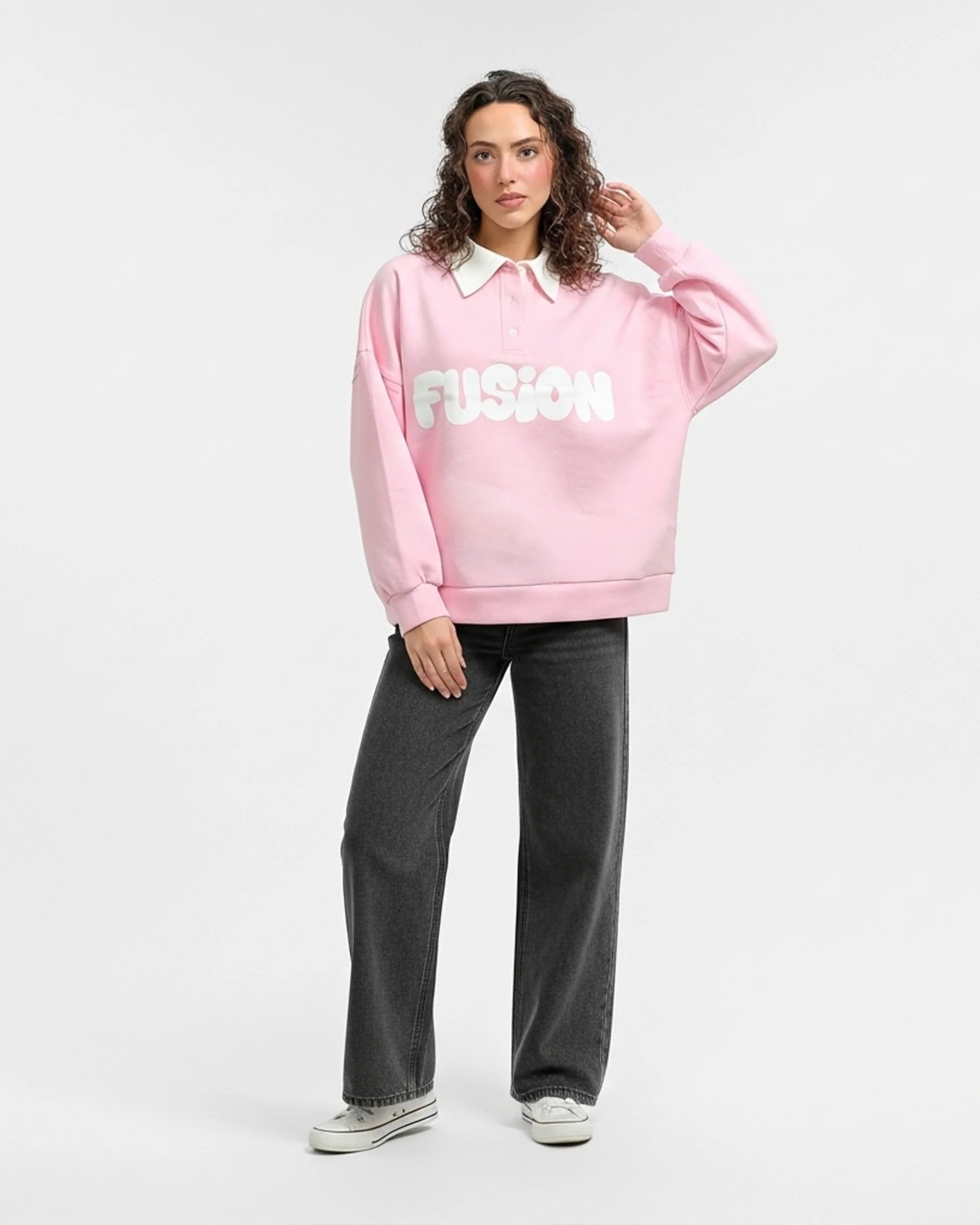 Fleece Polo Style Sweatshirt - FUSION