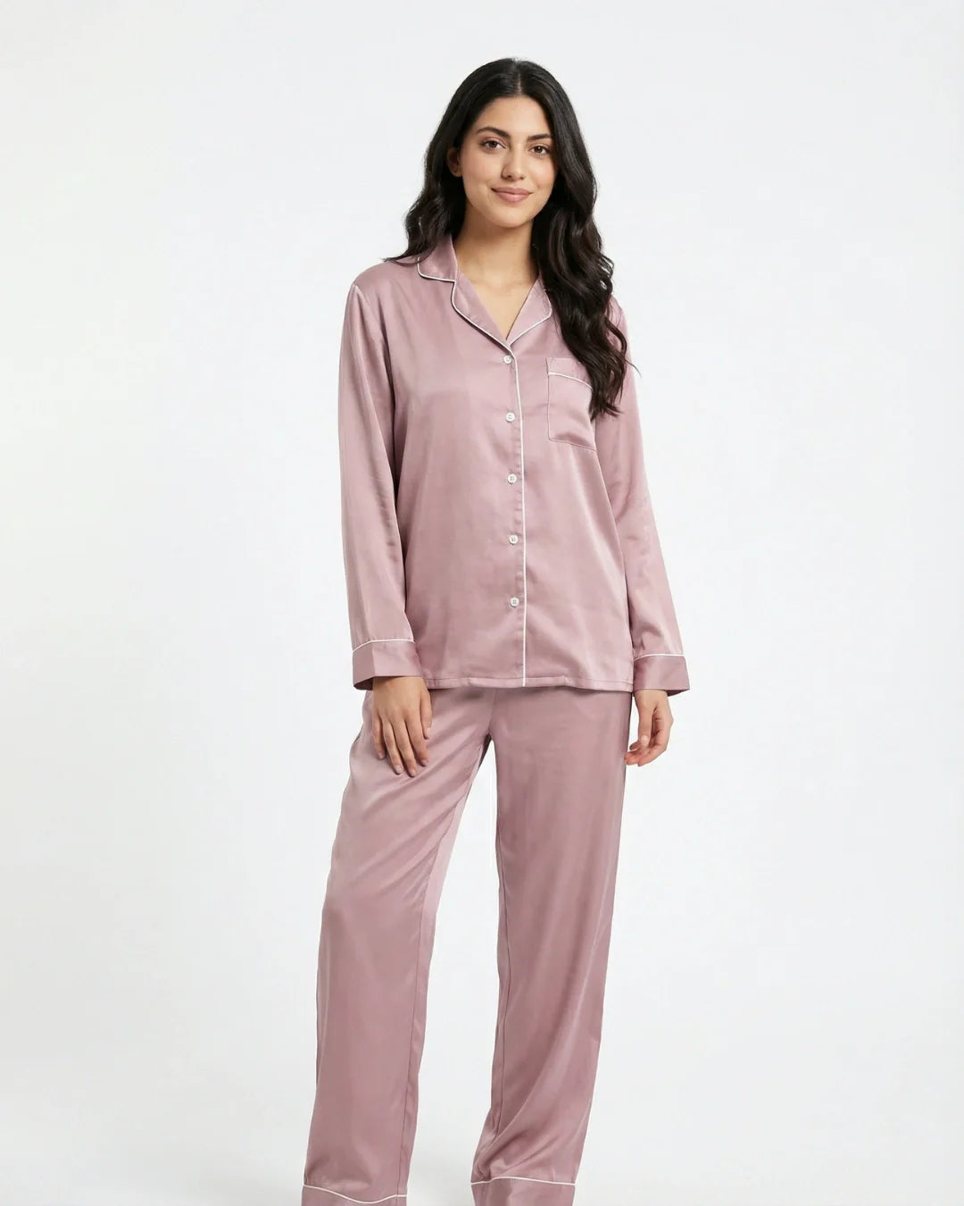 Satin Silk Pajama Suit - Noir