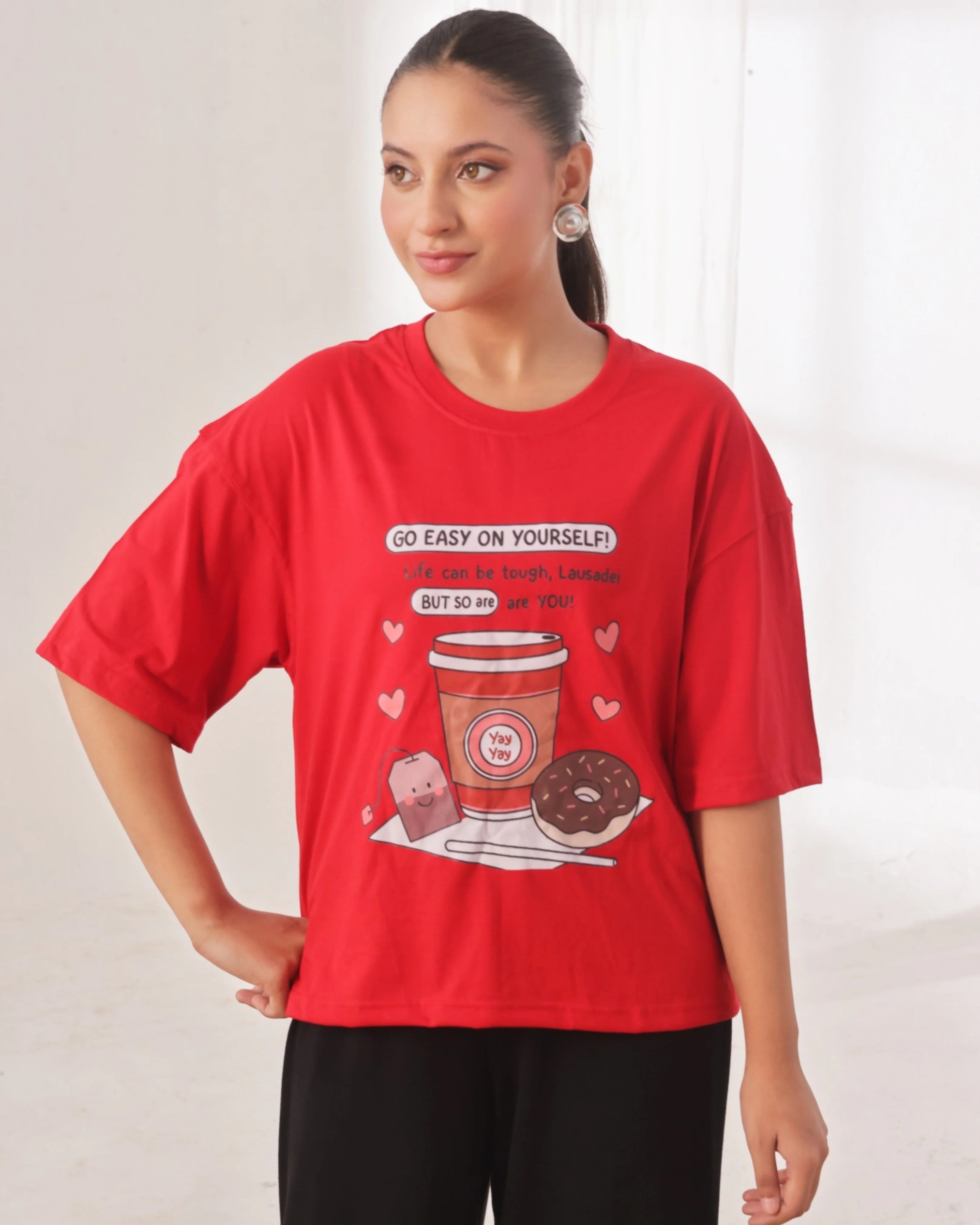 Drop Shoulder Graphic Tee - Go Easy