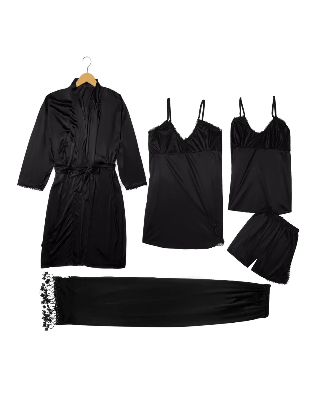 Royal Bridal Silk 5pcs Nightgown set