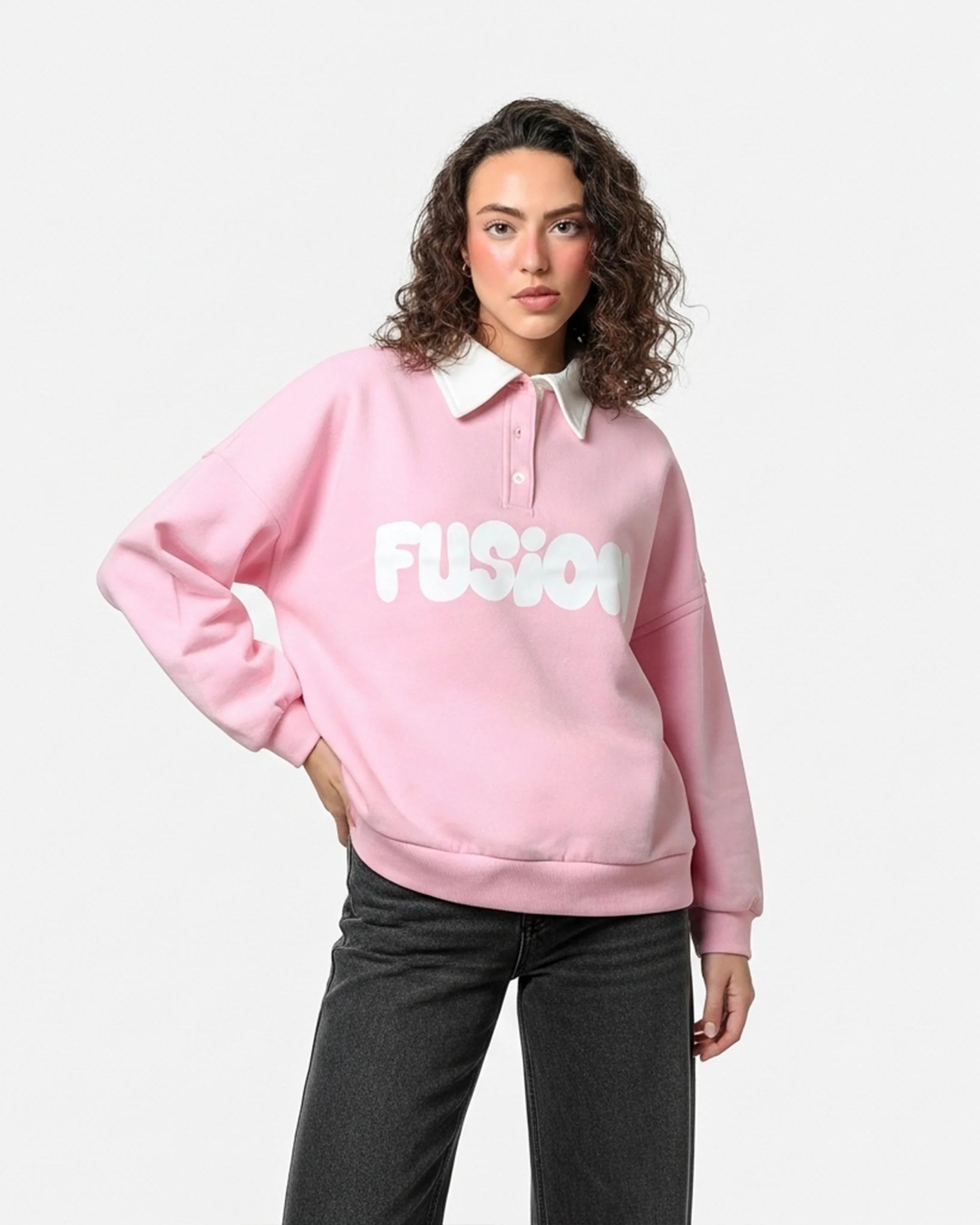 Fleece Polo Style Sweatshirt - FUSION