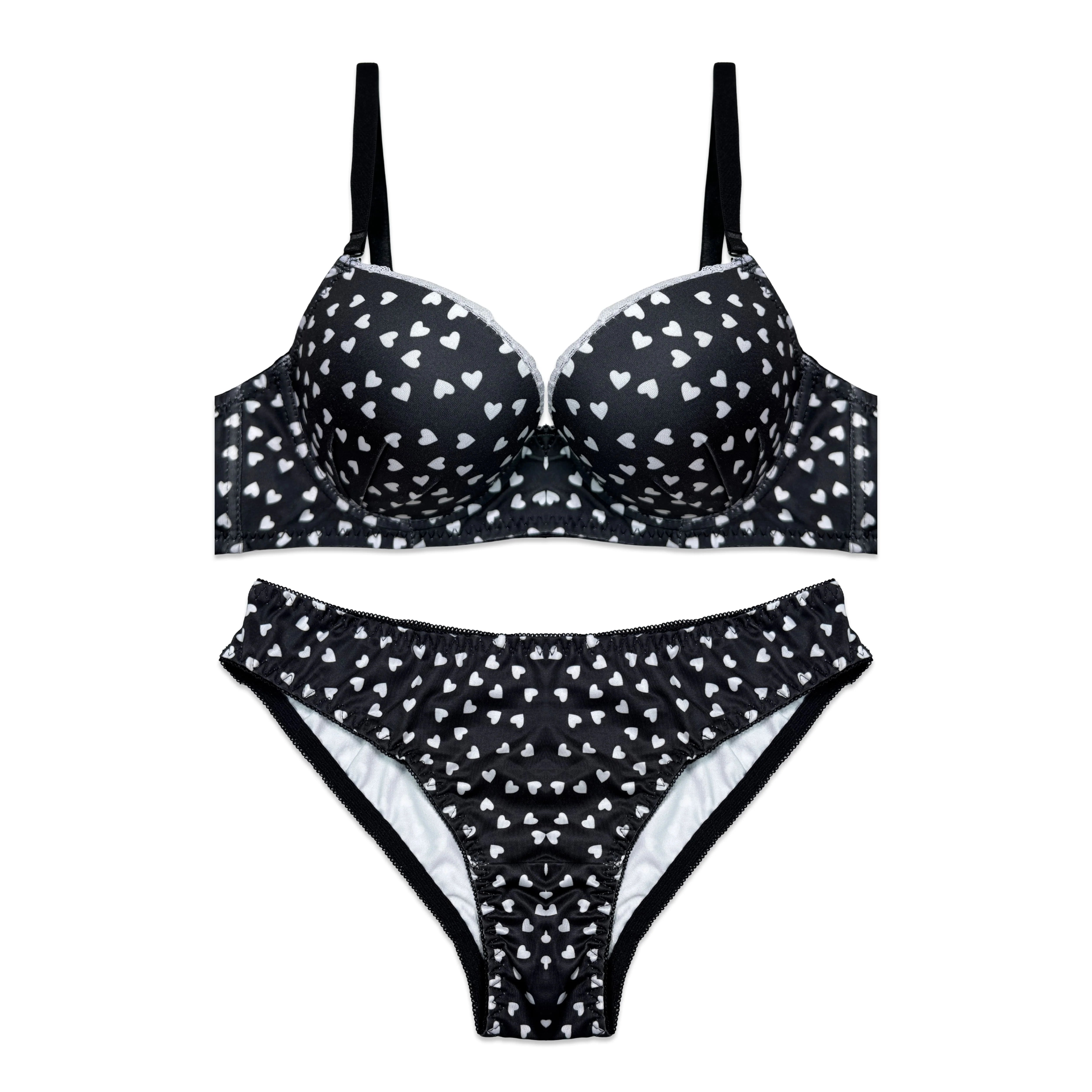 Padded Bra Set - Noir Heart