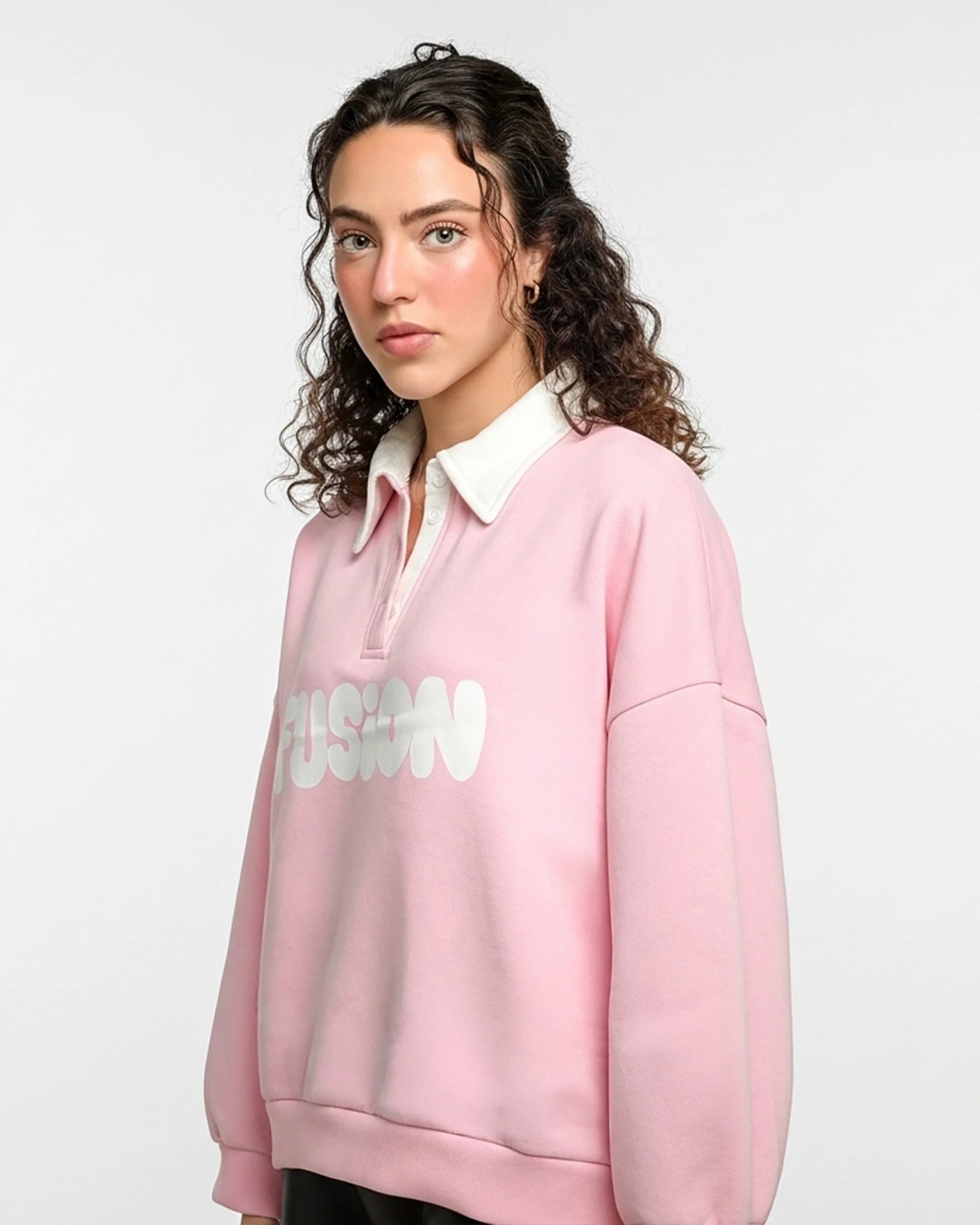 Fleece Polo Style Sweatshirt - FUSION