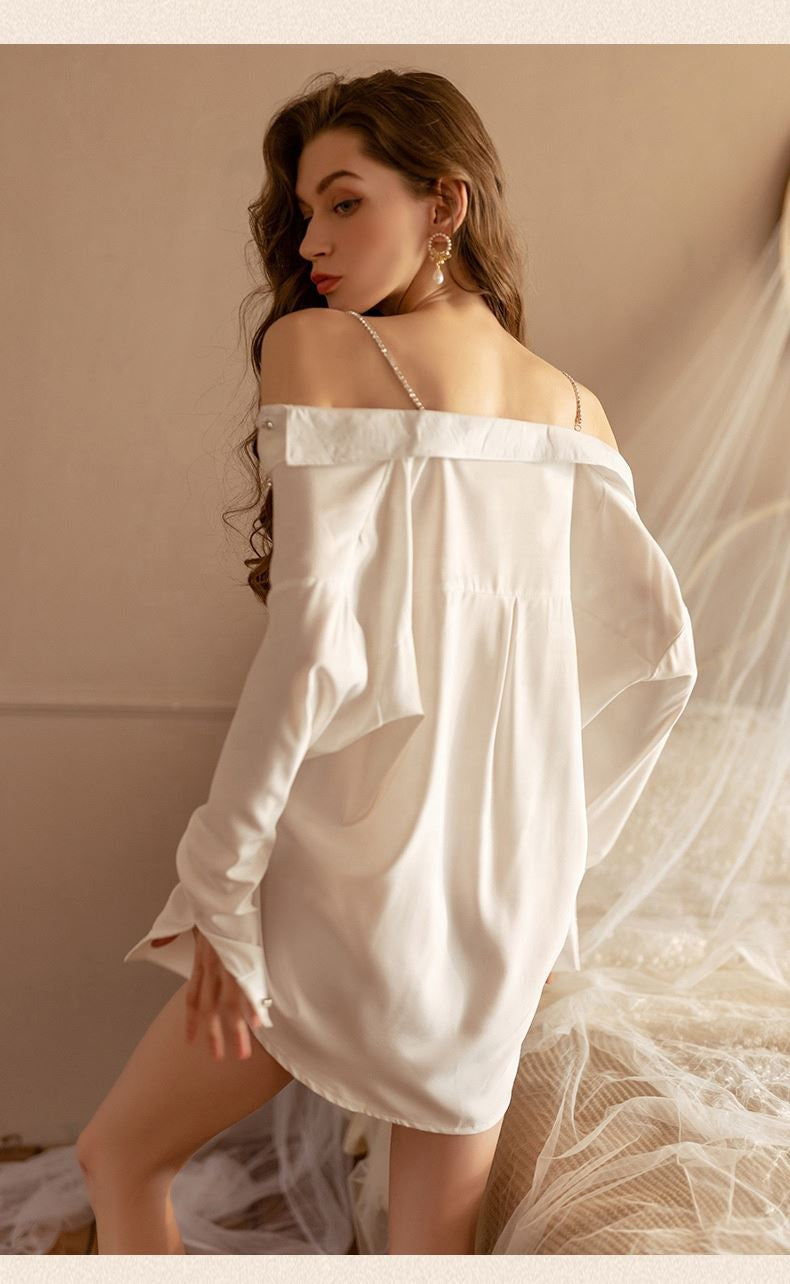 X8370 Custom Color Diamond Strap Shirt Luxury Clothes for Women Loose Boyfriend Style White Blouse and Shirts Causal Lounge Wear