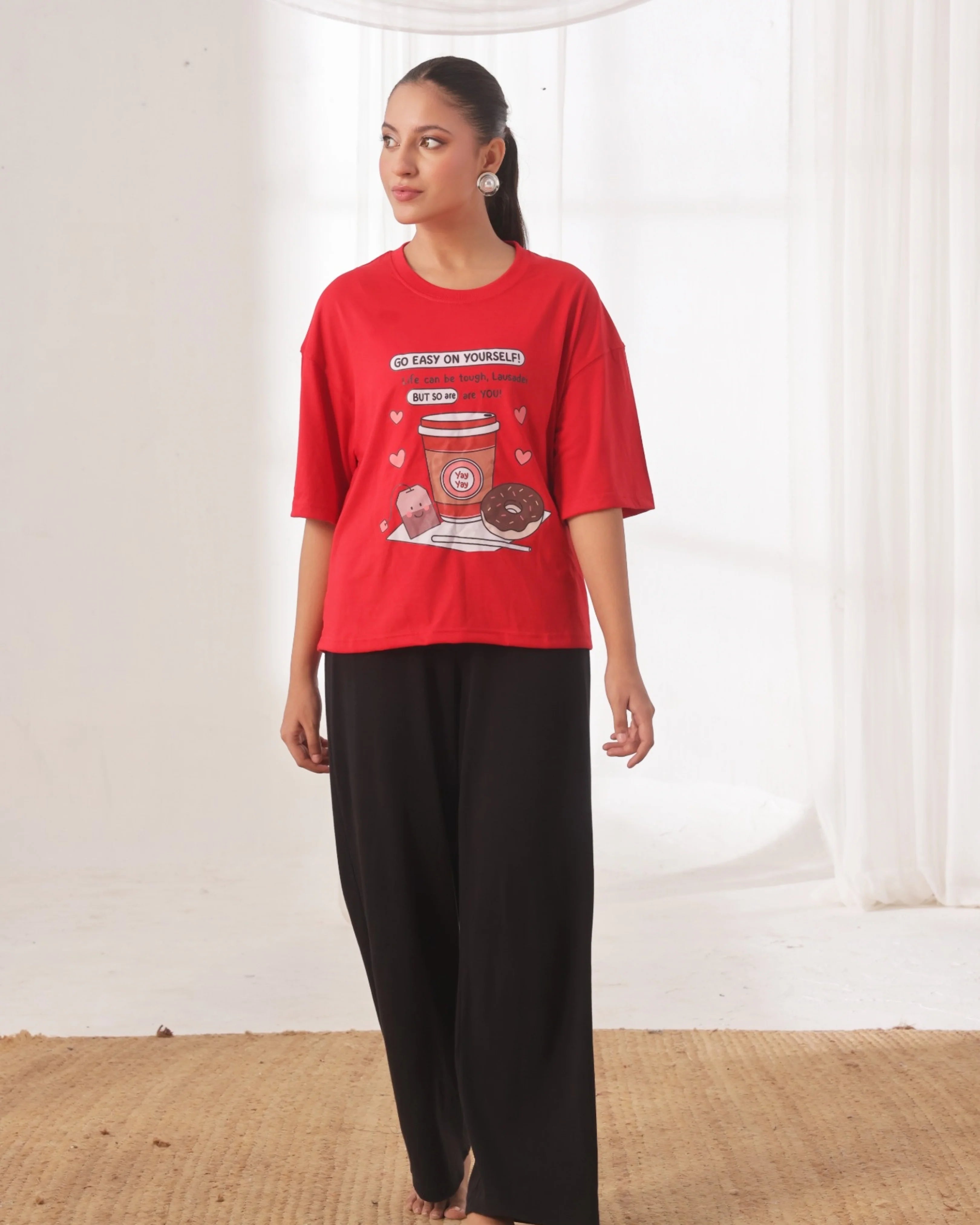 Drop Shoulder Graphic Tee - Go Easy