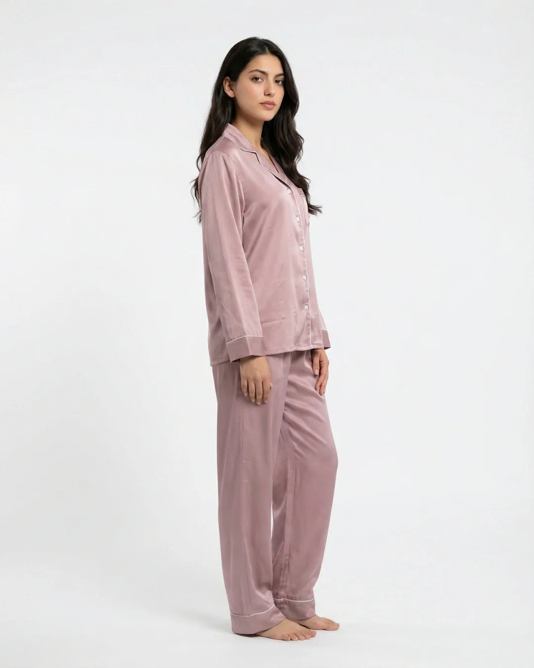 Satin Silk Pajama Suit - Noir