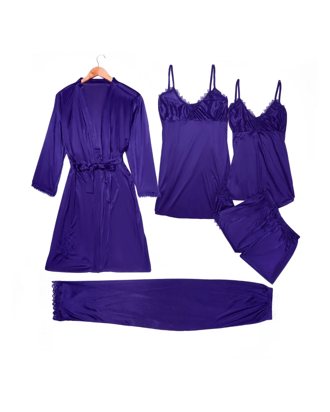 Royal Bridal Silk 5pcs Nightgown set