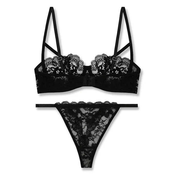Bra Set - Black Lace Net
