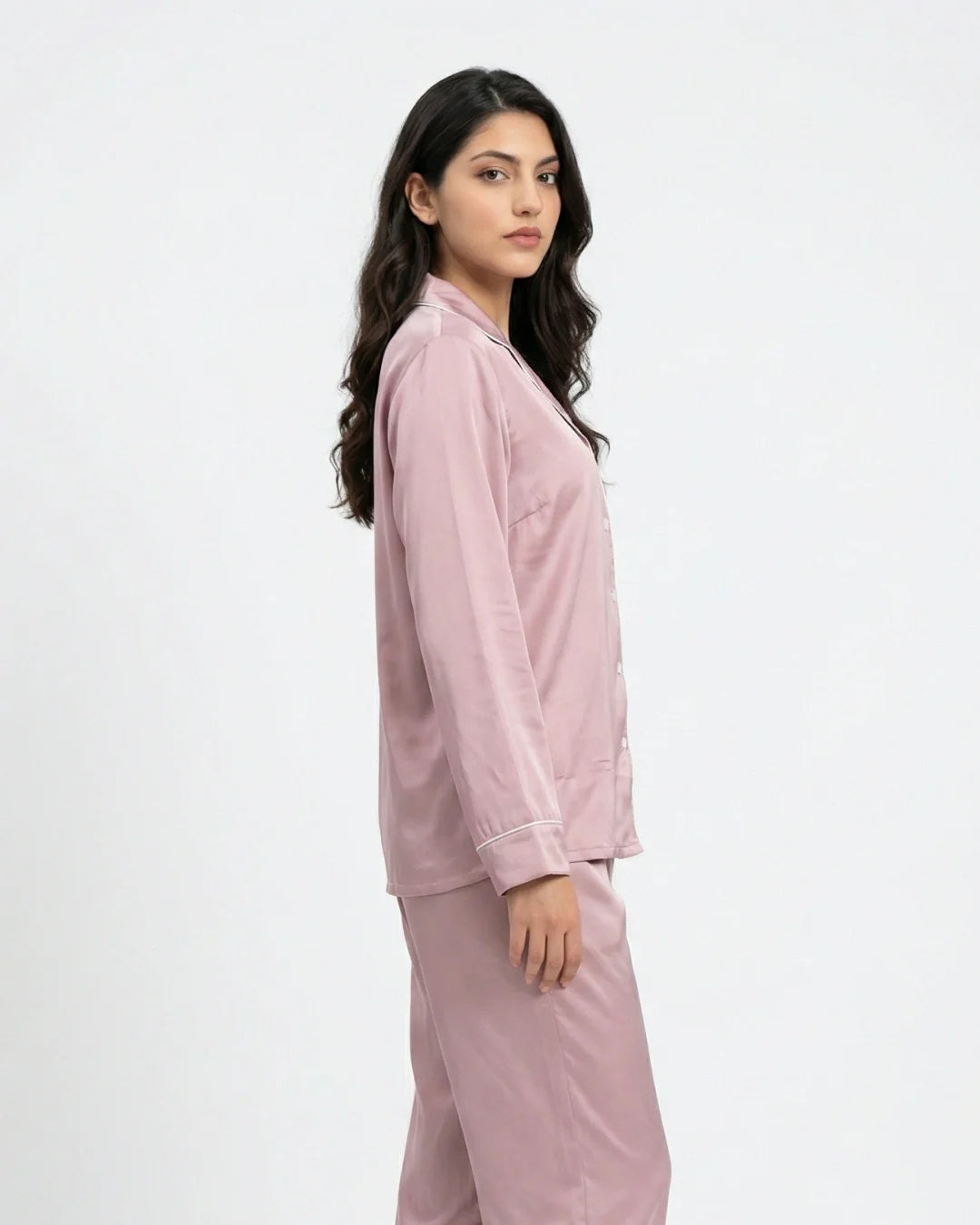 Satin Silk Pajama Suit - Noir