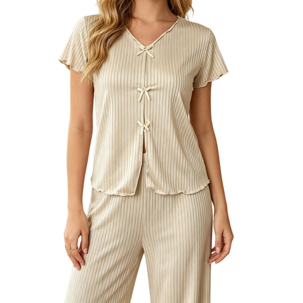 Intimates Breathable Ribbed Knit Pajama Set