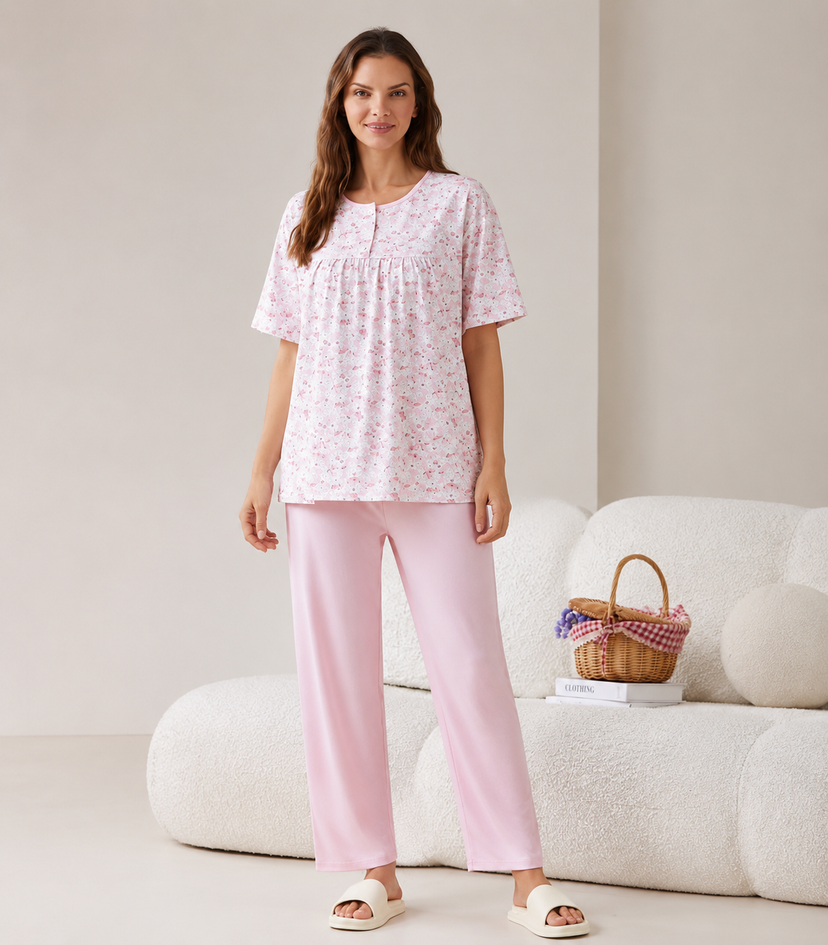 Women’s Floral Cotton Pajama Set | Short Sleeve Printed Night Suit