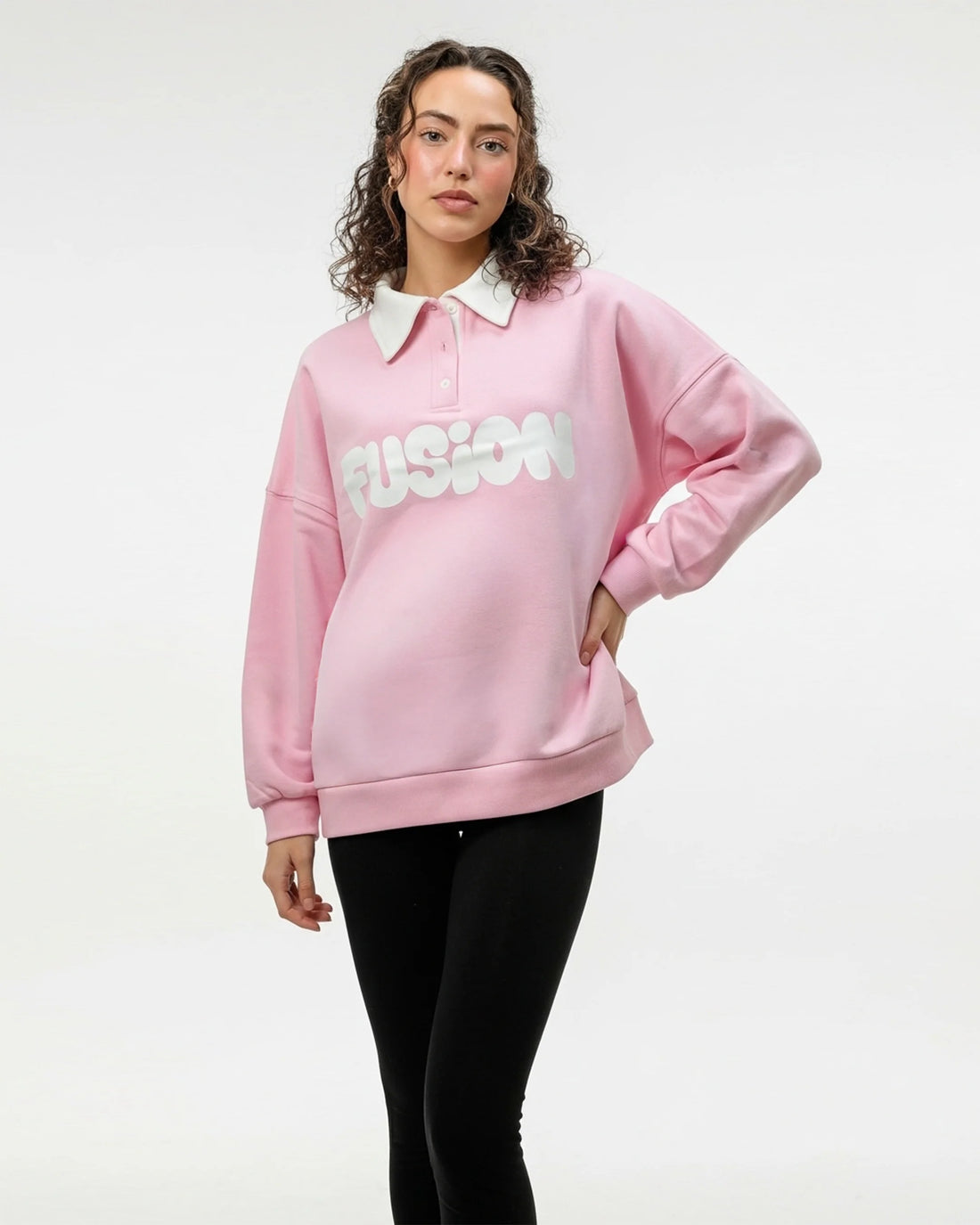 Fleece Polo Style Sweatshirt - FUSION