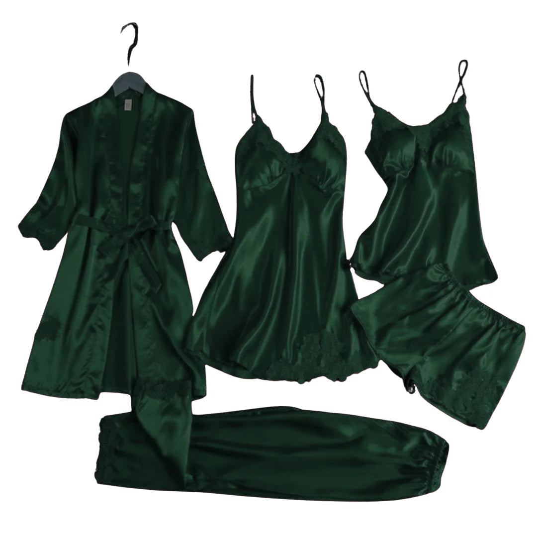 Royal Bridal Silk 5pcs Nightgown set