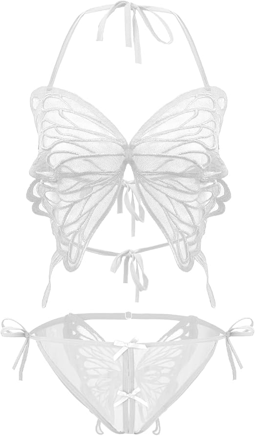 Elegant Butterfly Mesh Lingerie Set for Women – Underwire Bra & Panty