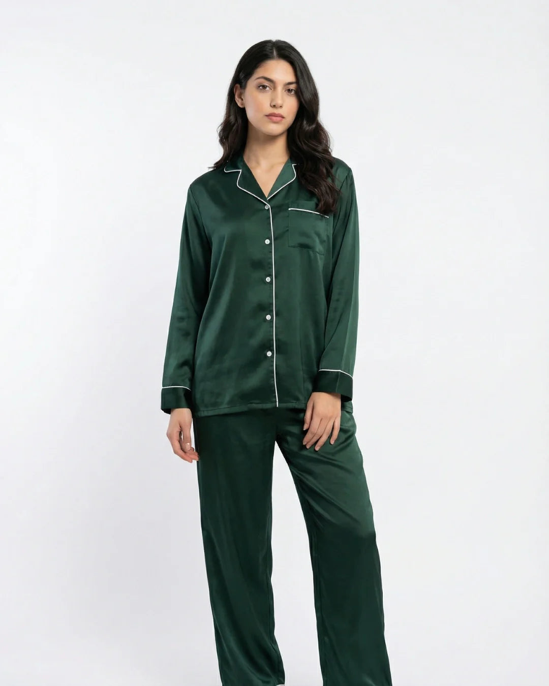 Satin Silk Pajama Suit - Noir