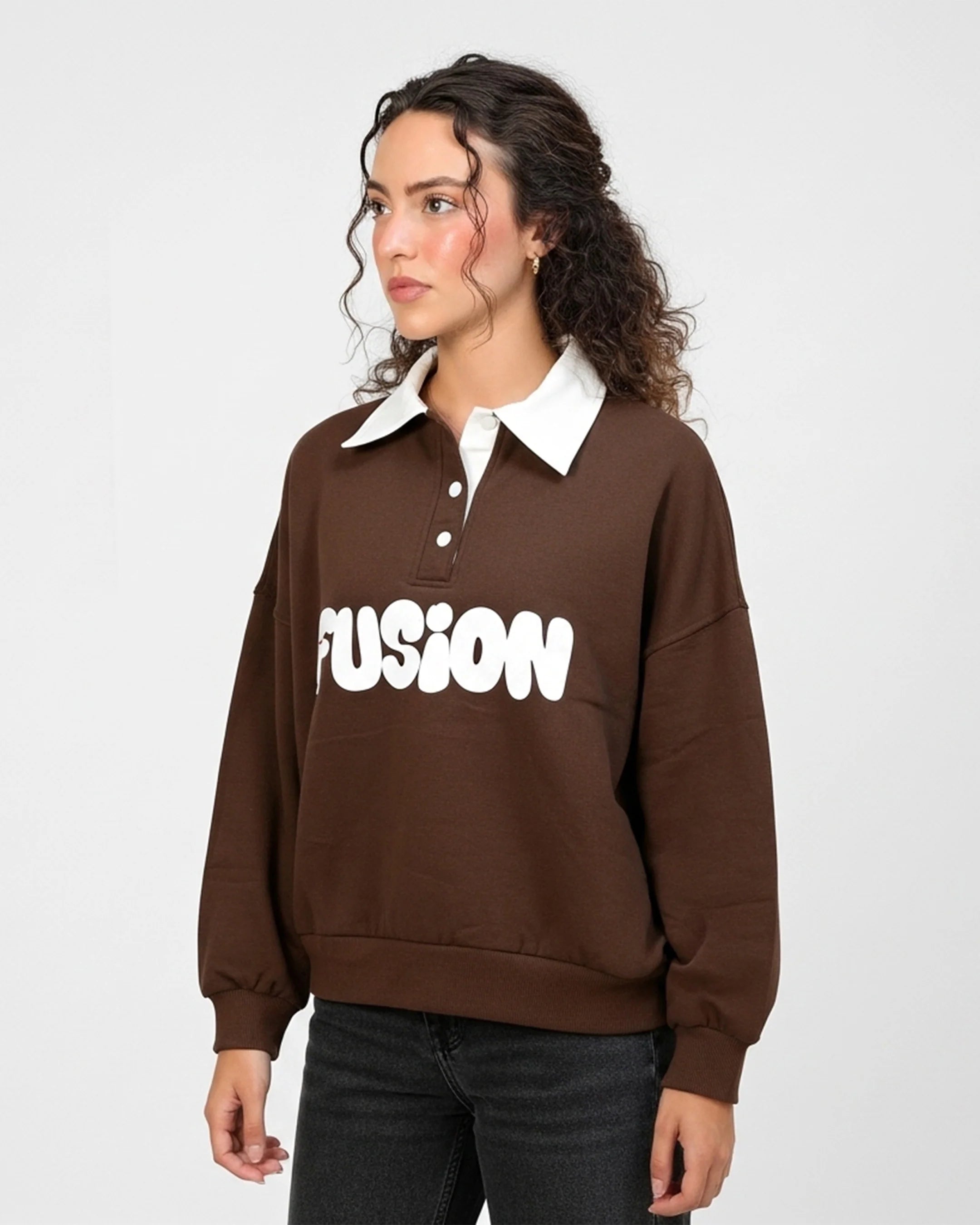 Fleece Polo Style Sweatshirt - FUSION