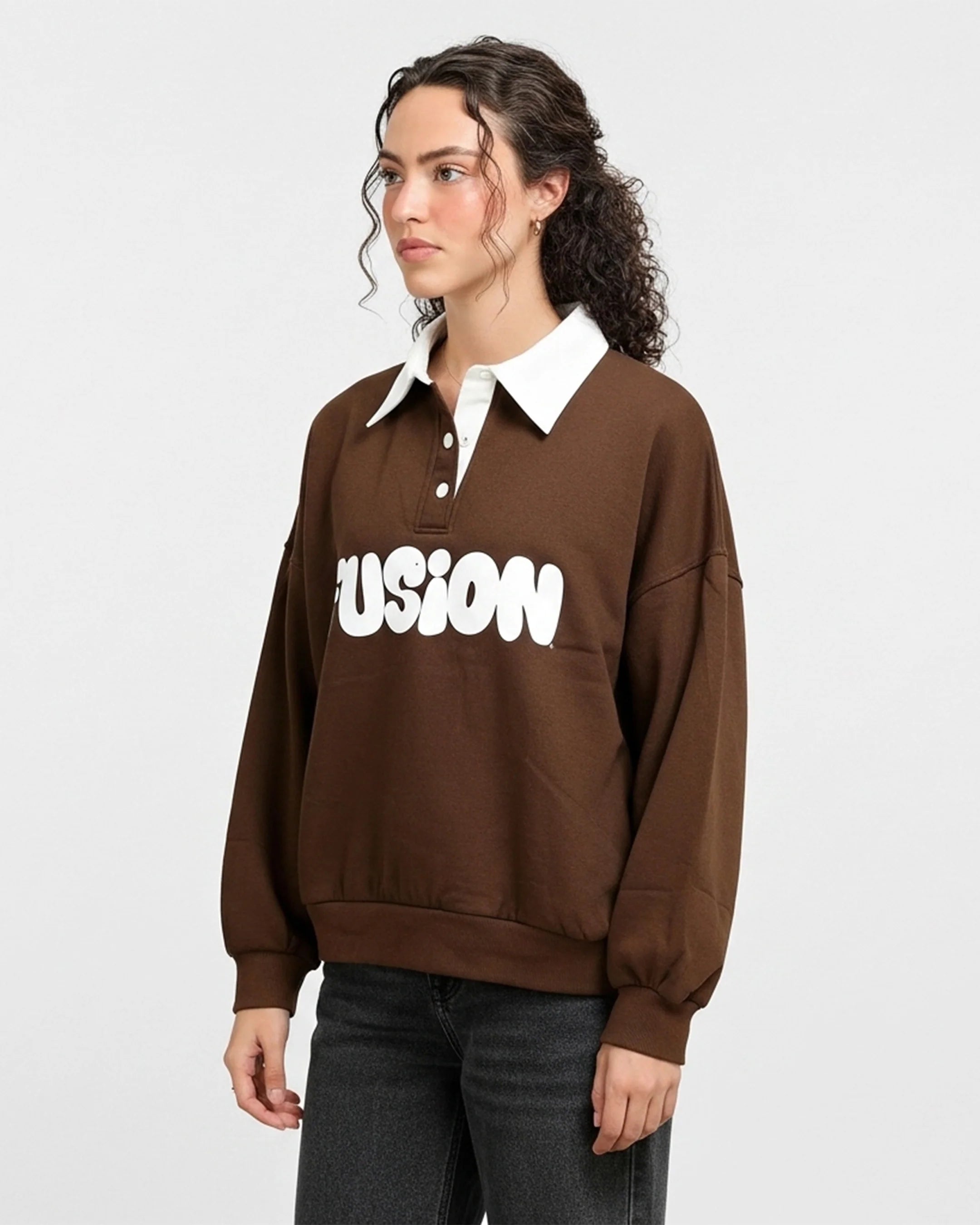 Fleece Polo Style Sweatshirt - FUSION