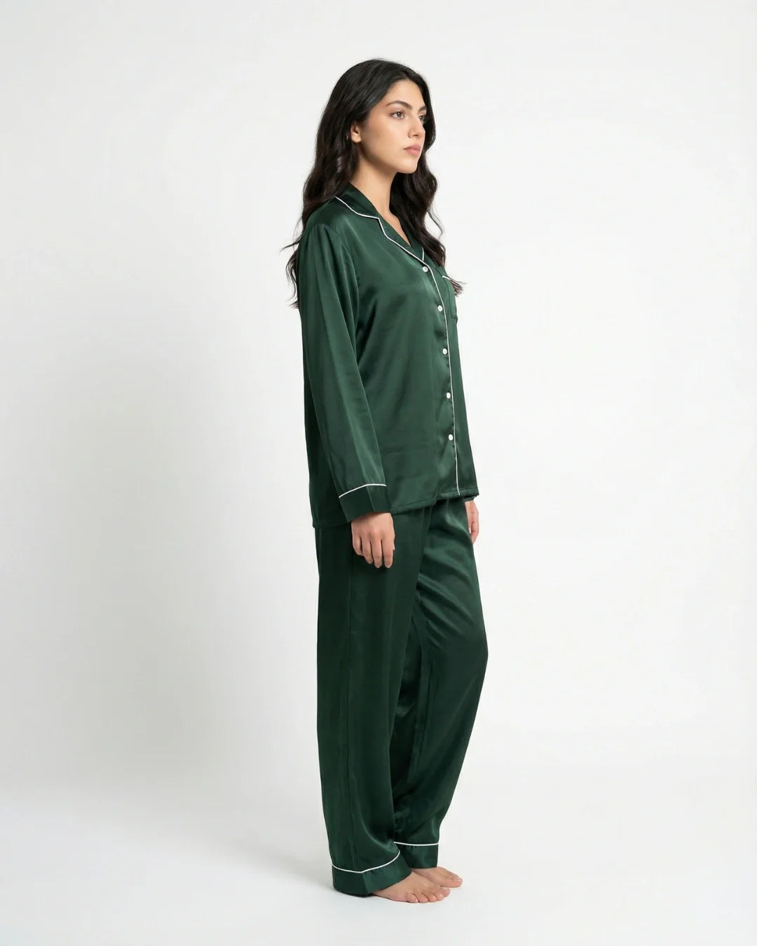 Satin Silk Pajama Suit - Noir