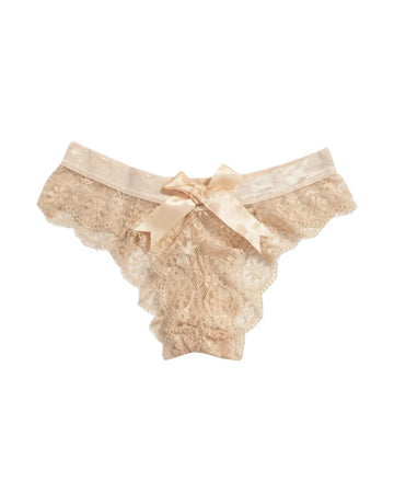 Thong Panty - Bow Lace - Skin