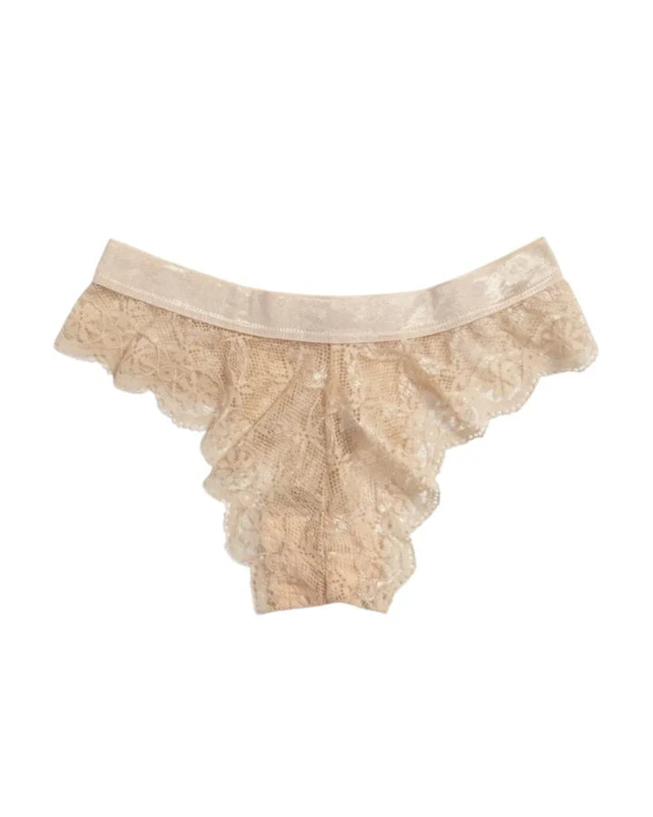 Thong Panty - Bow Lace - Skin