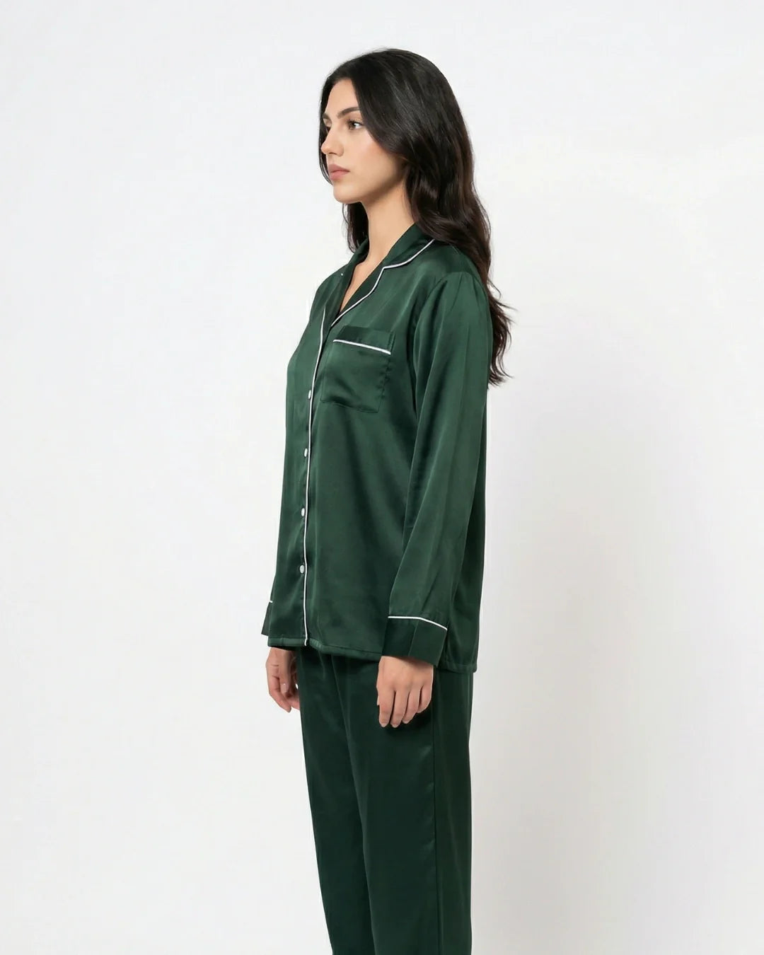 Satin Silk Pajama Suit - Noir