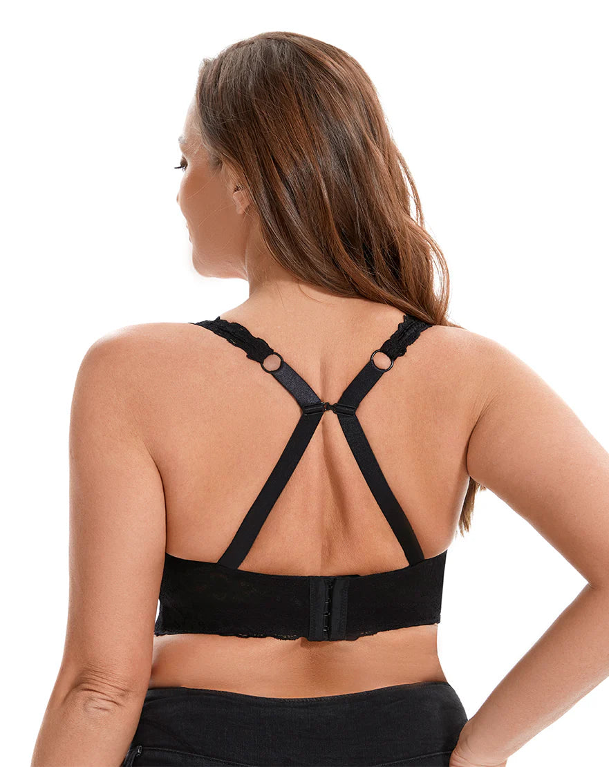 Double Layered All over Lace Bralette-BLACK