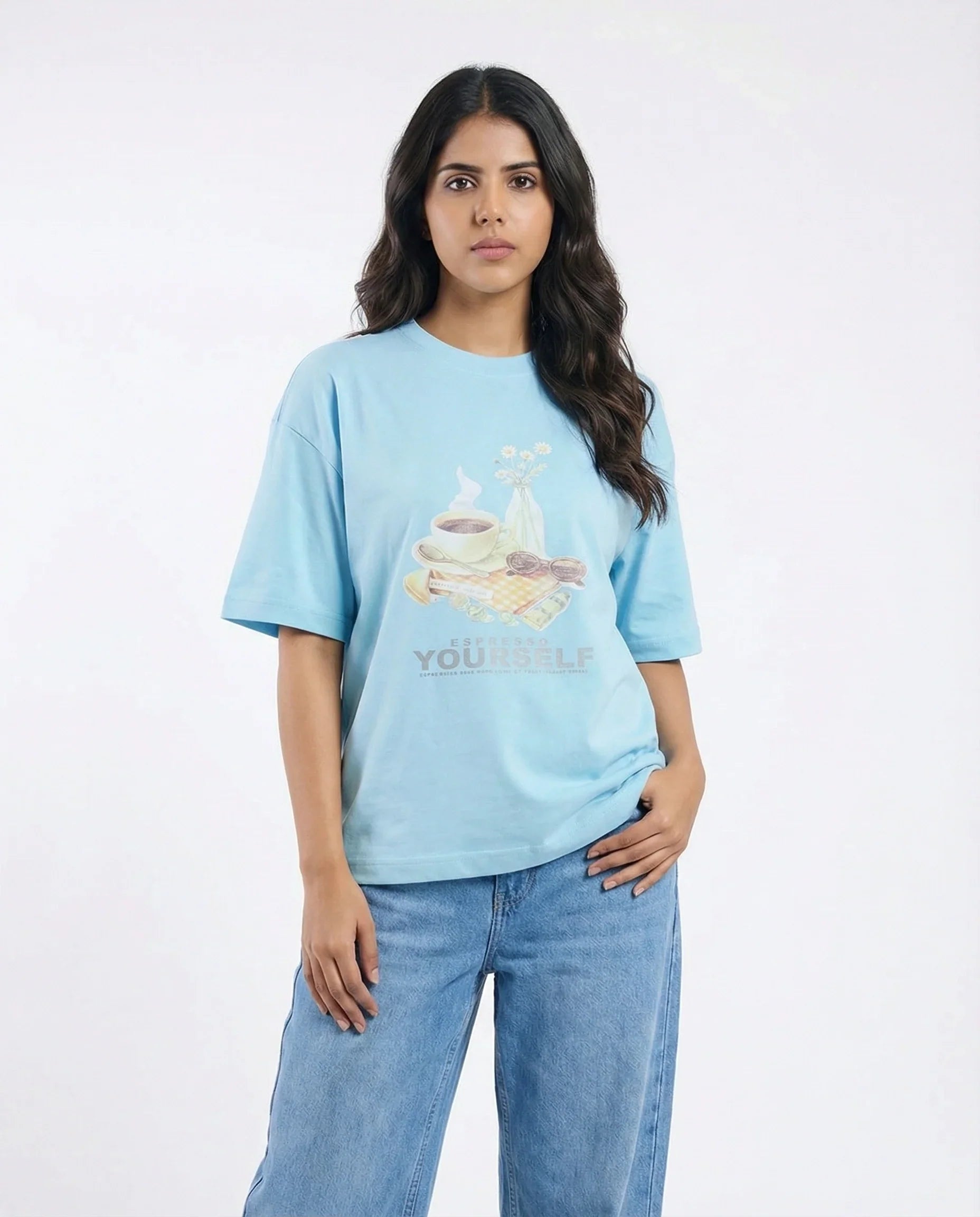 Drop Shoulder Graphic Tee - Espresso