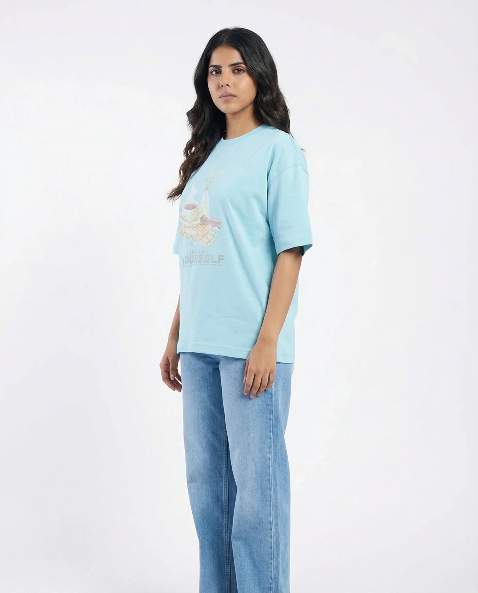 Drop Shoulder Graphic Tee - Espresso