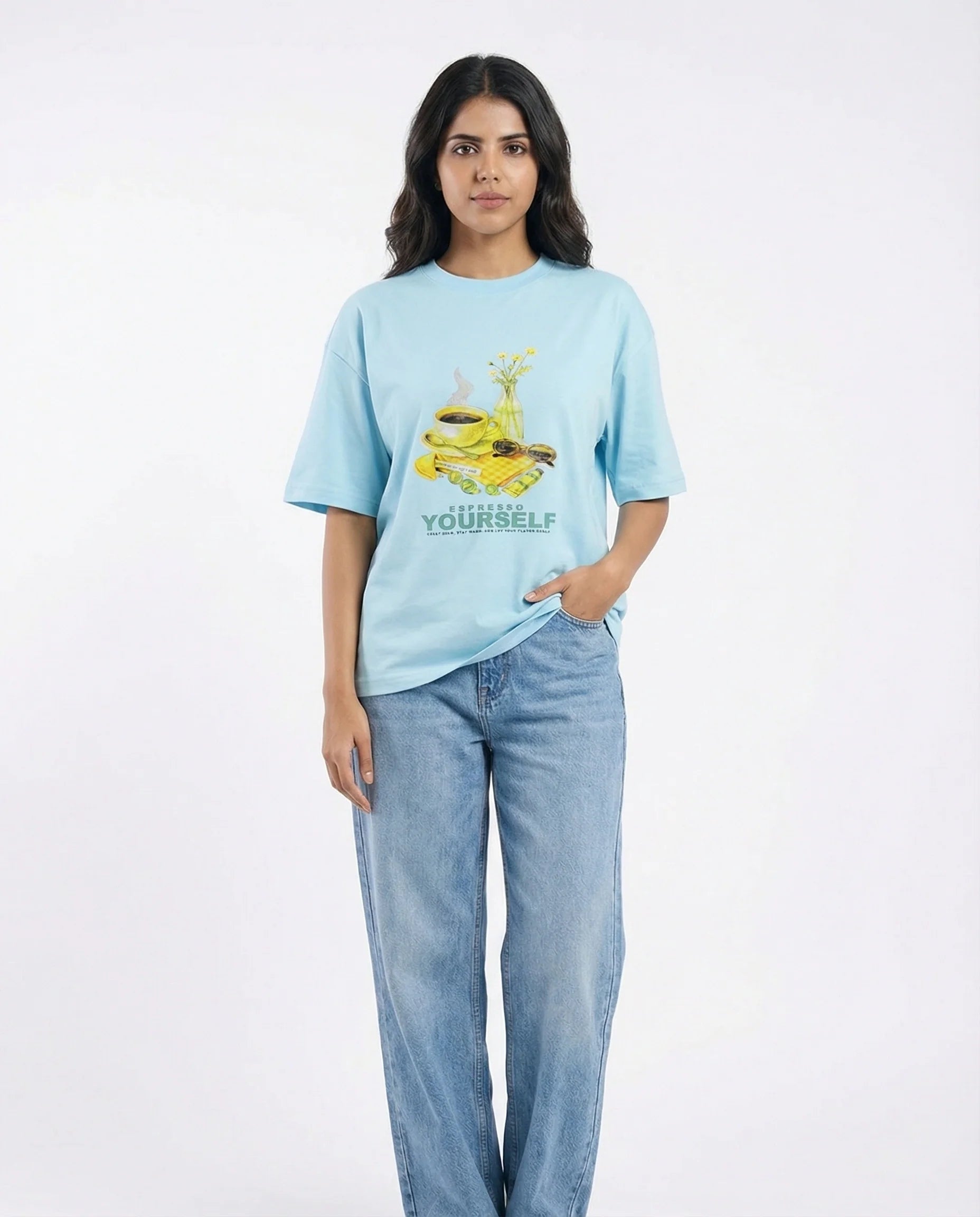 Drop Shoulder Graphic Tee - Espresso
