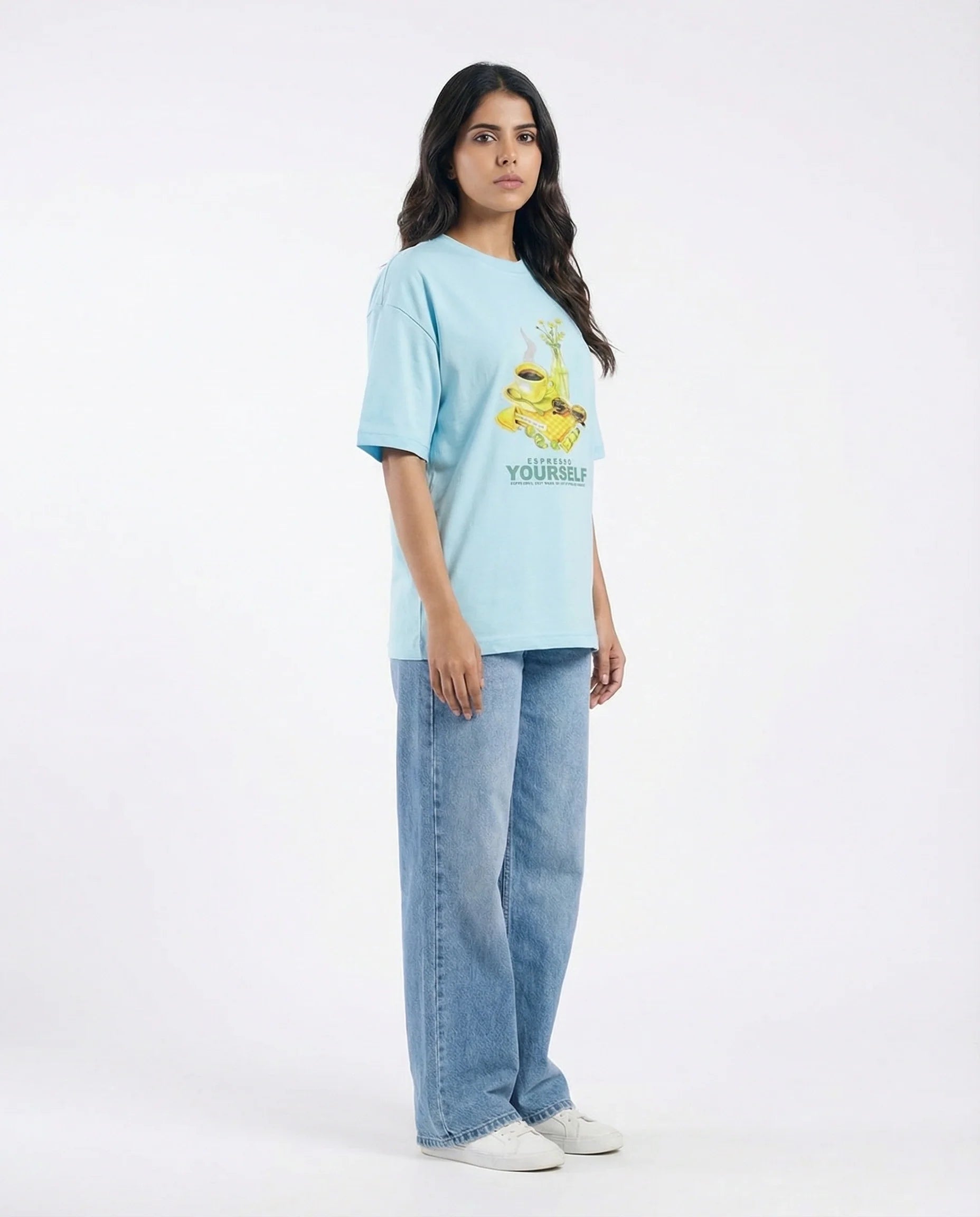 Drop Shoulder Graphic Tee - Espresso