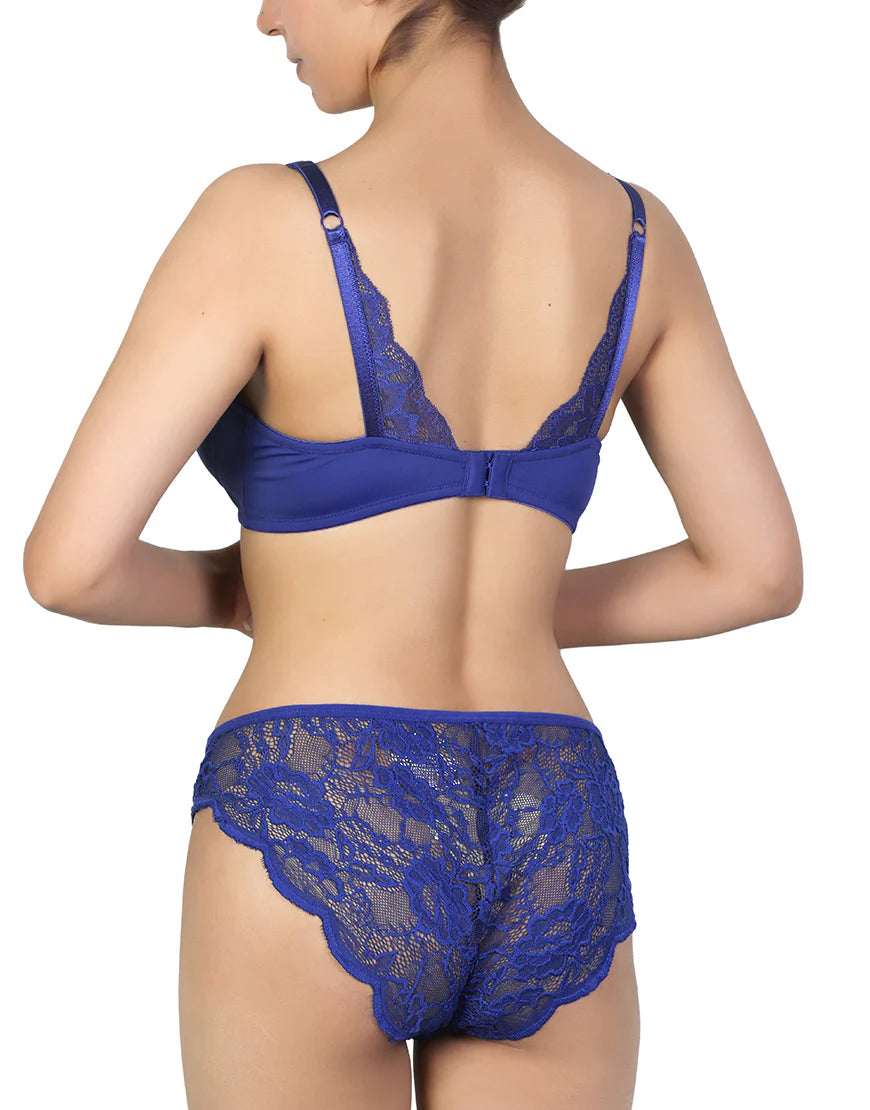 Butterfly back Bra With Lacy Panty SET-PINK COSMOS
