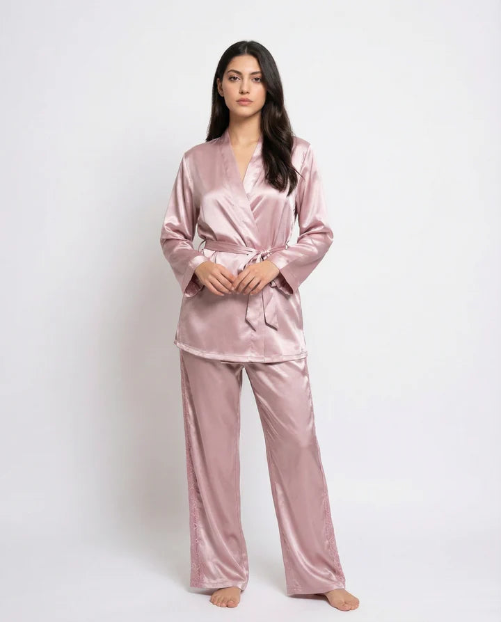 Silk PJ Set - Silk Lounge - Maroon