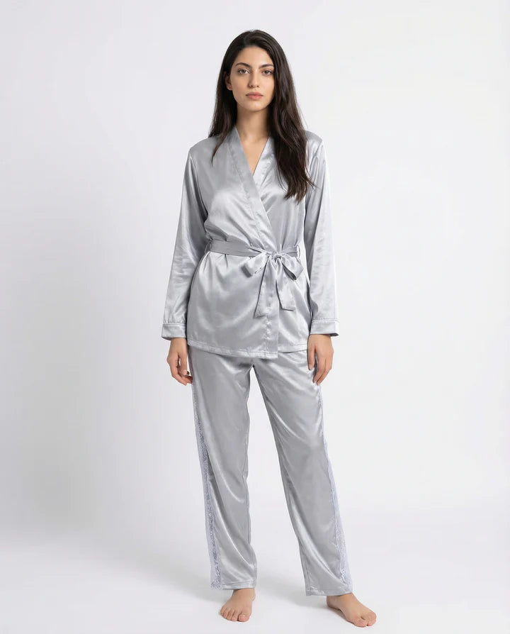 Silk PJ Set - Silk Lounge - Maroon