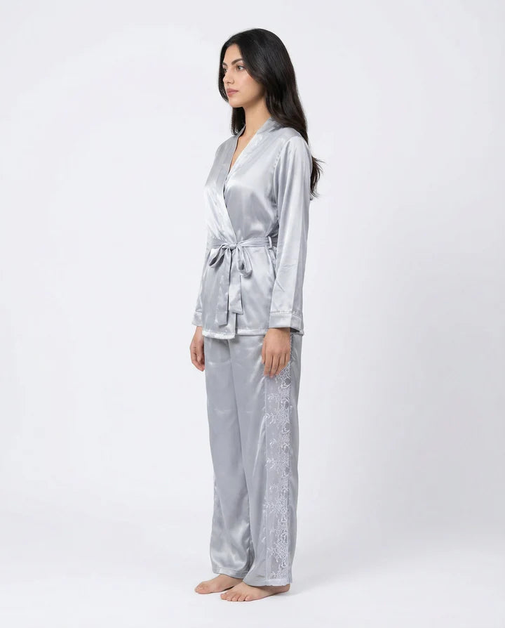 Silk PJ Set - Silk Lounge - Maroon