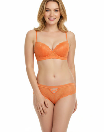 ALL OVER LACE BRA SET – APRICOT ORANGE