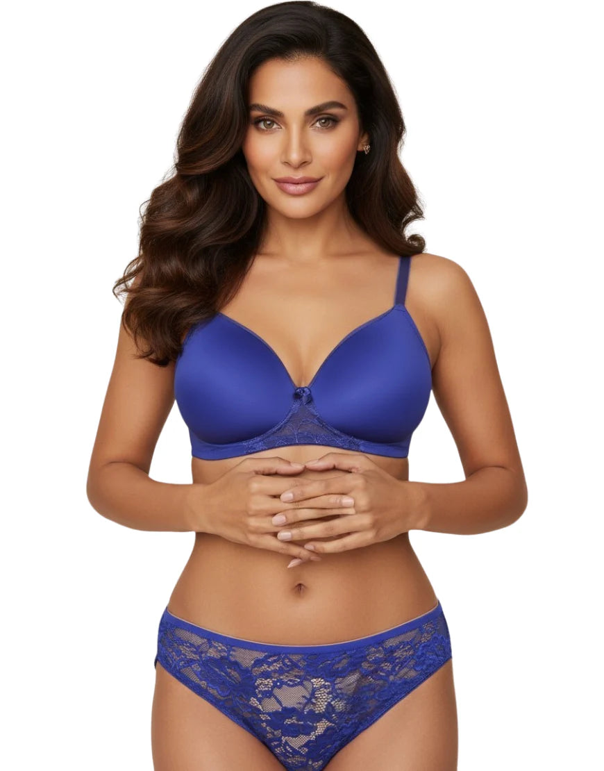 Butterfly back Bra With Lacy Panty SET-PINK COSMOS