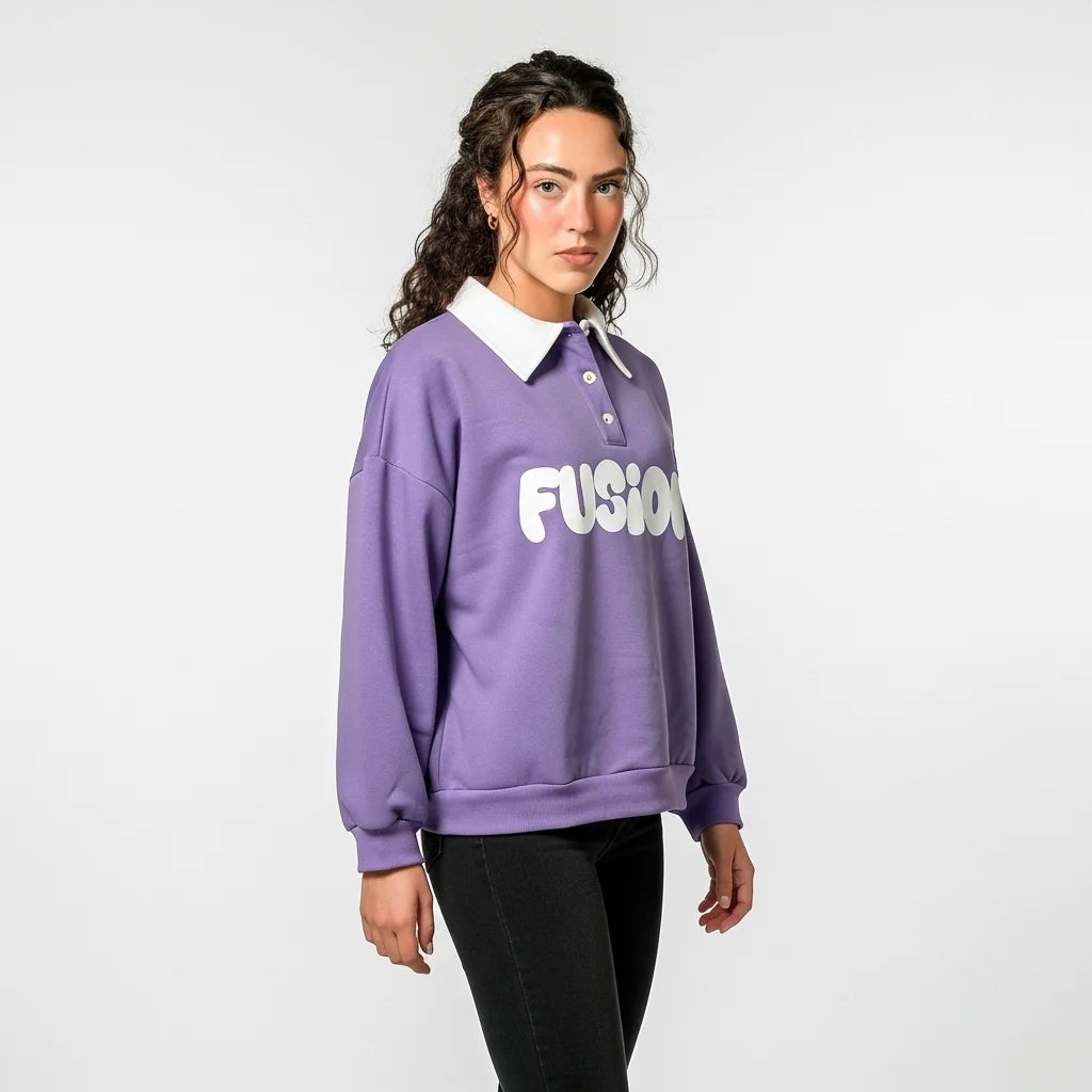 Fleece Polo Style Sweatshirt - FUSION