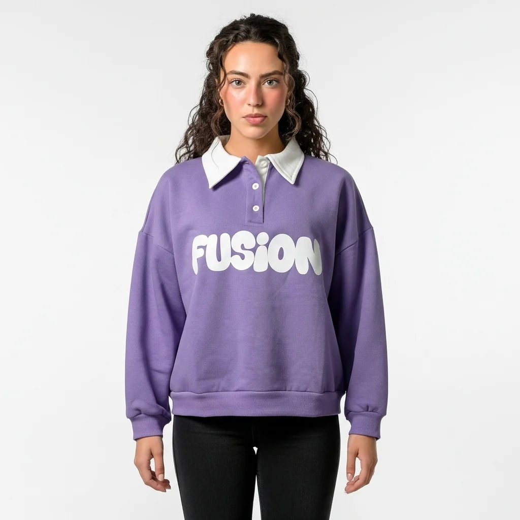 Fleece Polo Style Sweatshirt - FUSION