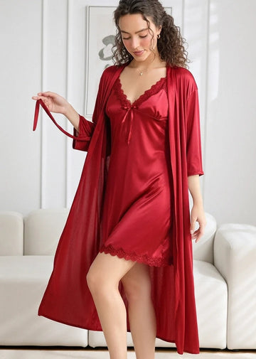 Gown Set - Sera Silk - Maroon